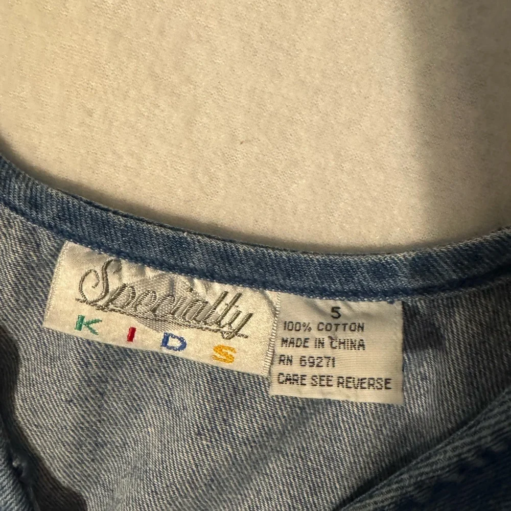 Vintage Specialty Kids Denim Dress with Vibrant Bow Details